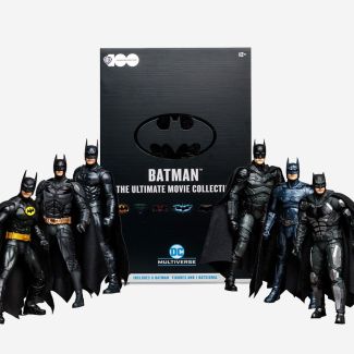 ¡Celebre todas las diferentes versiones de Batman en el cine de 1989 a 2022 con el paquete de 6 figuras de acción de DC Multiverse WB100 Batman The Ultimate Movie Collection!