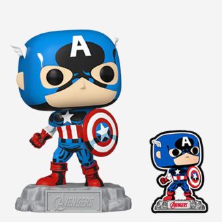 Capitán America con Pin - Avengers Earth's Mightiest Heroes 60 Aniv. por Funko Pop 