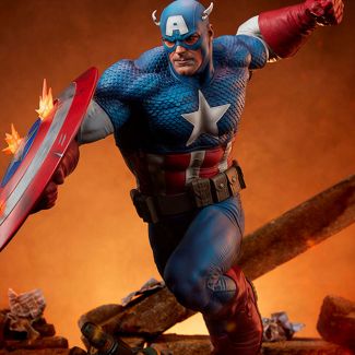 Sideshow presenta la figura de Capitán América Premium Format™ , liderando la carga hacia tu ejército de coleccionables de Marvel .