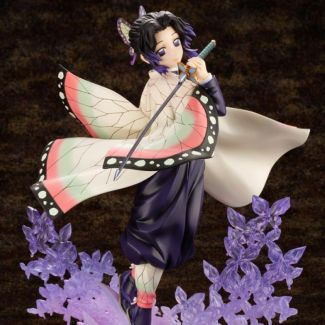 Del anime Demon Slayer: Kimetsu no Yaiba, el insecto Hashira Shinobu Kocho se une a la línea ArtFX J de Kotobukiya de estatuas a escala 1/8. Ha cobrado vida sujetando su espada Nichirin sobre una hermosa base de mariposa.