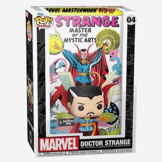 Este coleccionable especial presenta la portada de la edición de coleccionista Marvel Masterworks Vol. 1 cómic de Doctor Strange (2003) y un Pop! del "Maestro de las Artes Místicas"