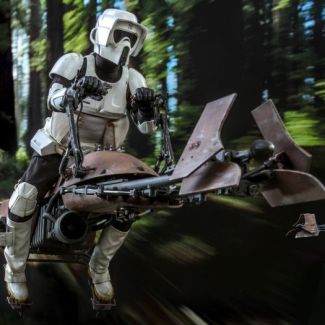 ¡Sideshow y Hot Toys están encantados de expandir su popular línea de coleccionables de Star Wars y presentar oficialmente el conjunto coleccionable Scout Trooper y Speeder Bike escala 1:6de Star Wars: Return of the Jedi !