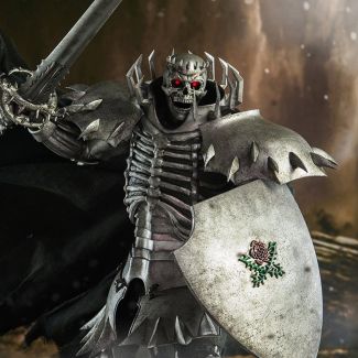 ¡De la popular serie de manga “BERSERK”, Threezero presentan a Skull Knight, autoproclamado “enemigo de los inhumanos”, es un misterioso guerrero vestido con armadura completa que monta un gran caballo negro, que está decorado con adornos en forma de cala