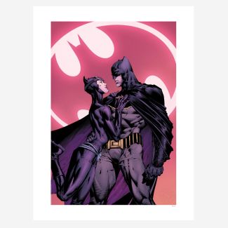 Sideshow se enorgullece en presentar a Catwoman y Batman Litografia, una impresión artística increíblemente romántica de DC Comics del artista David Finch.