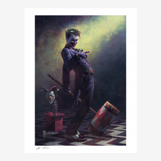Sideshow Art Prints presenta The Joker: Clown Prince of Crime Fine Art Print, una impresión artística original de DC Comics del artista Marco Mastrazzo en colaboración con el artista Giuseppe Camuncoli.