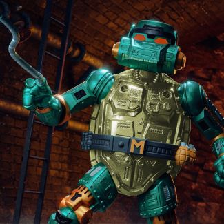 Cowabunga, chicos! Super7 se enorgullece en presentar la nueva colección de figuras Teenage Mutant Ninja Turtles TMNT Ultimates! Warrior Metalhead Michelangelo es un soldado tortuga adolescente totalmente tubular y tecnológicamente fantástico. 