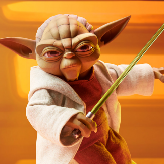 Sideshow presenta la figura escala 1:6 de Yoda. Este coleccionable dinámico y estilizado de Star Wars está inspirado en la apariencia animada del icónico maestro Jedi en Star Wars: The Clone Wars.